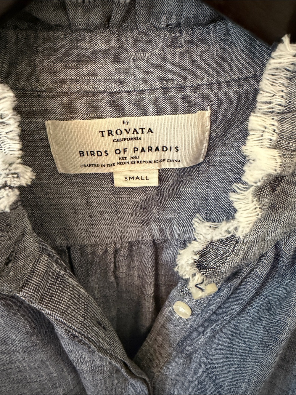 Trovata Blue Linen Ruffle Collar Blouse - Picture 2 of 2